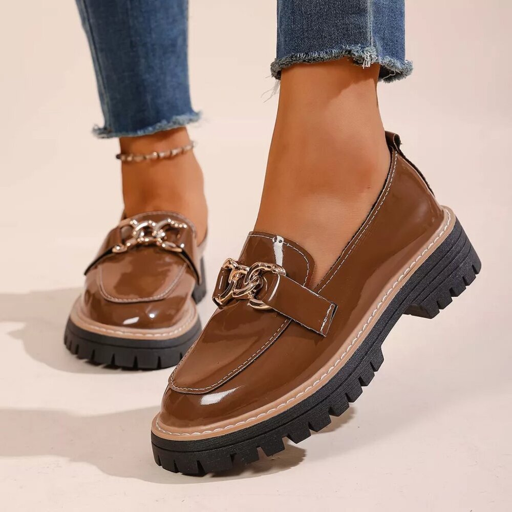 Chain Decor Chunky Loafers - Picture 3 of 7